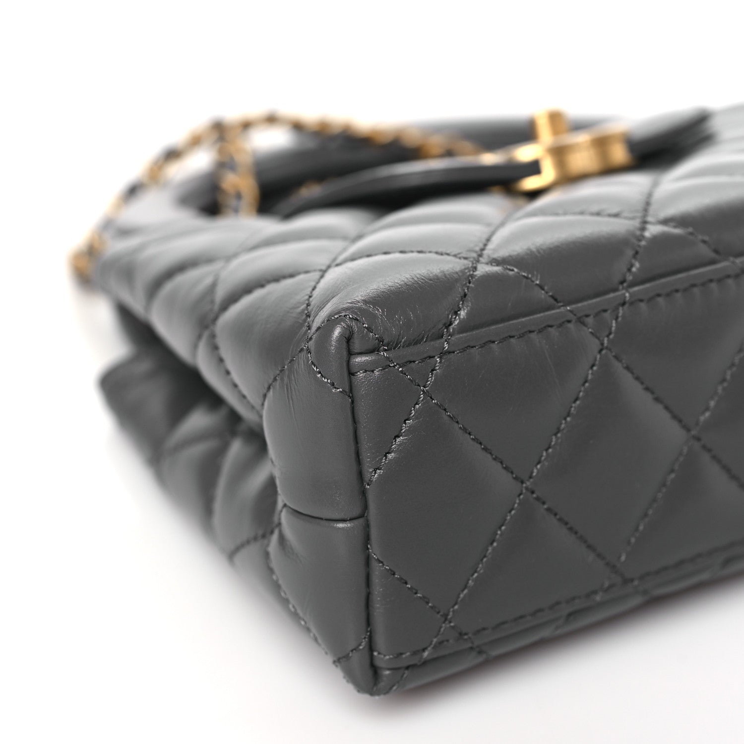 Chanel Shiny Aged Calfskin Quilted Nano Kelly Shopper Grey 9 of 11