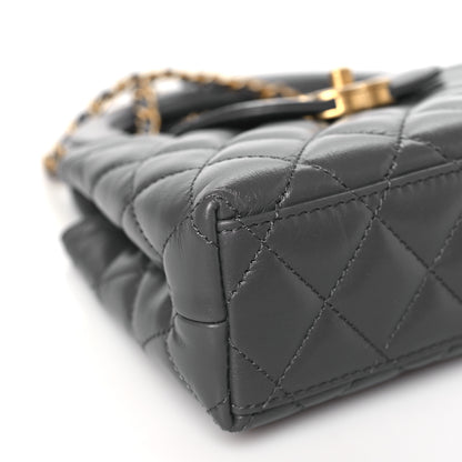 Chanel Shiny Aged Calfskin Quilted Nano Kelly Shopper Grey 9 of 11