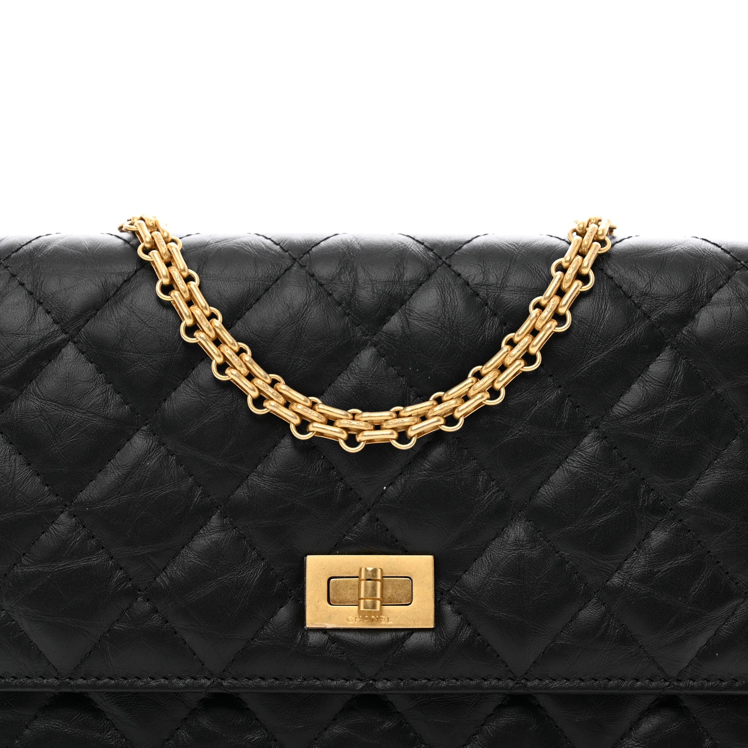 Chanel Aged Calfskin Quilted Reissue Wallet On Chain WOC Black 4 of 11