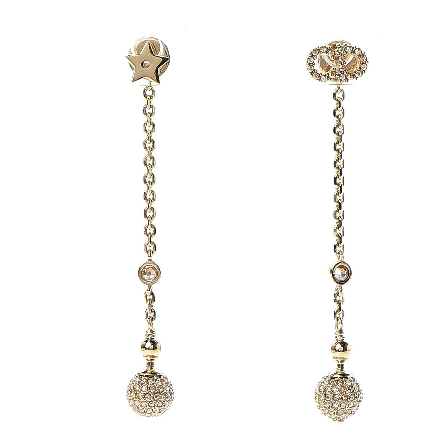 Crystal Dangle Earrings Gold