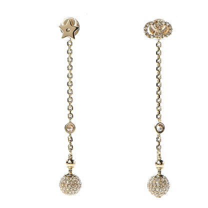 Christian Dior Crystal Dangle Earrings Gold 1 of 6