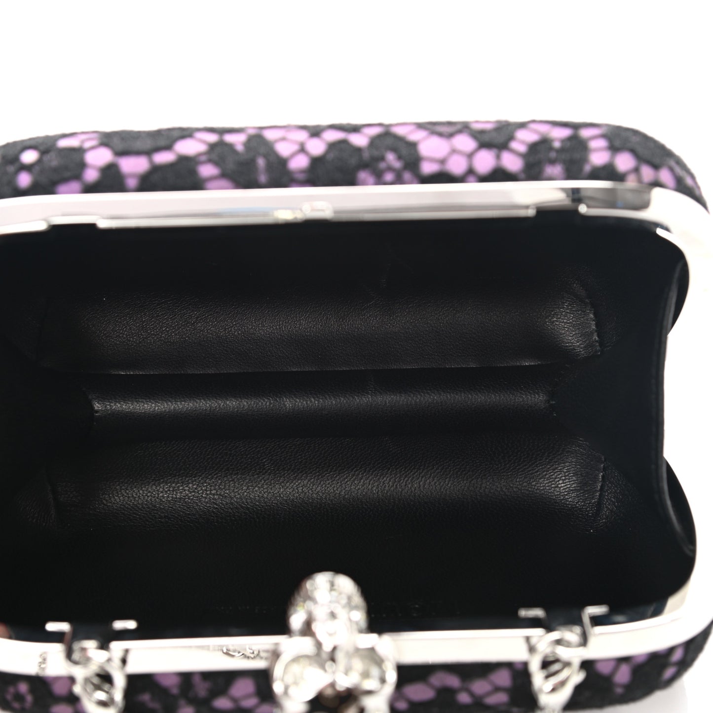 Lace Skull Box Clutch Black