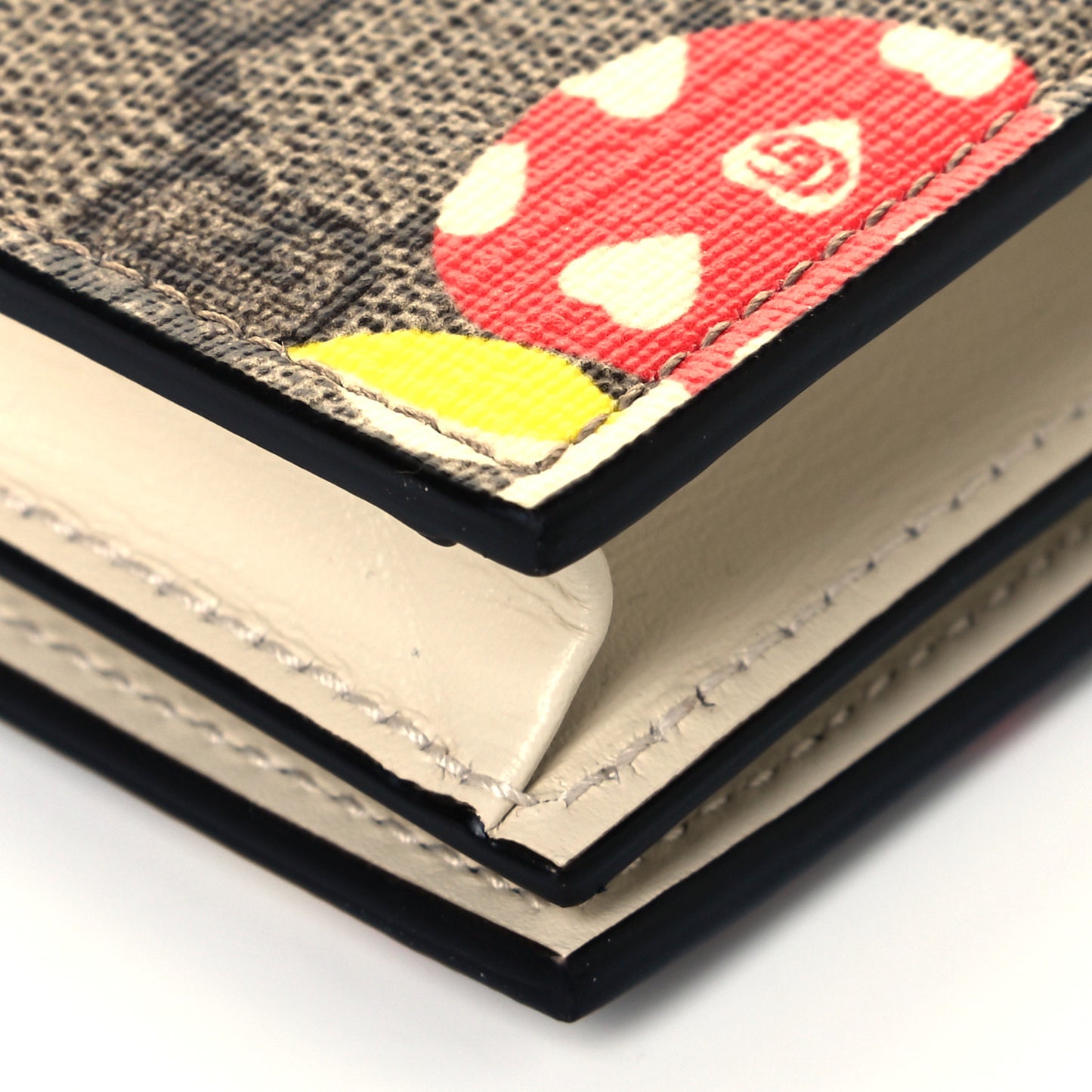 GG Supreme Monogram Les Pommes Card Case Wallet Beige Multicolor Mystic White