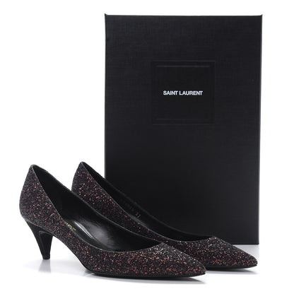 Saint Laurent Charlotte Glitter Point-toe Kitten-Heel Pumps 37 Purple 9 of 9