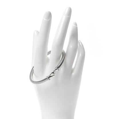 David Yurman Sterling Silver Diamond 5mm Cable Buckle Bracelet 2 of 4