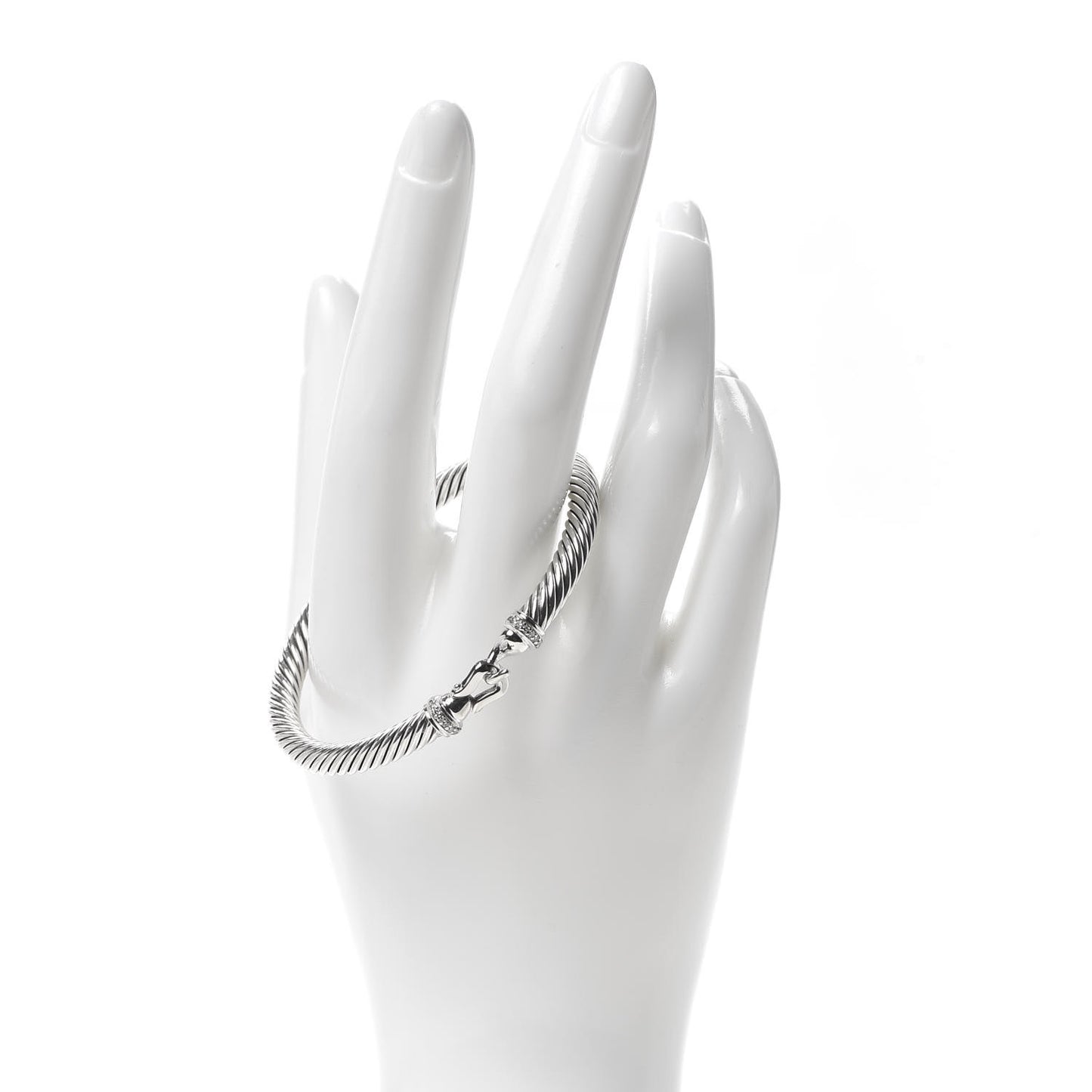 Sterling Silver Diamond 5mm Cable Buckle Bracelet