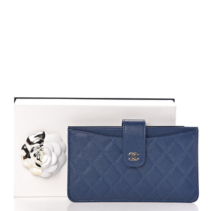 Chanel Iridescent Caviar Quilted Classic Strap Pouch Navy 10 of 10