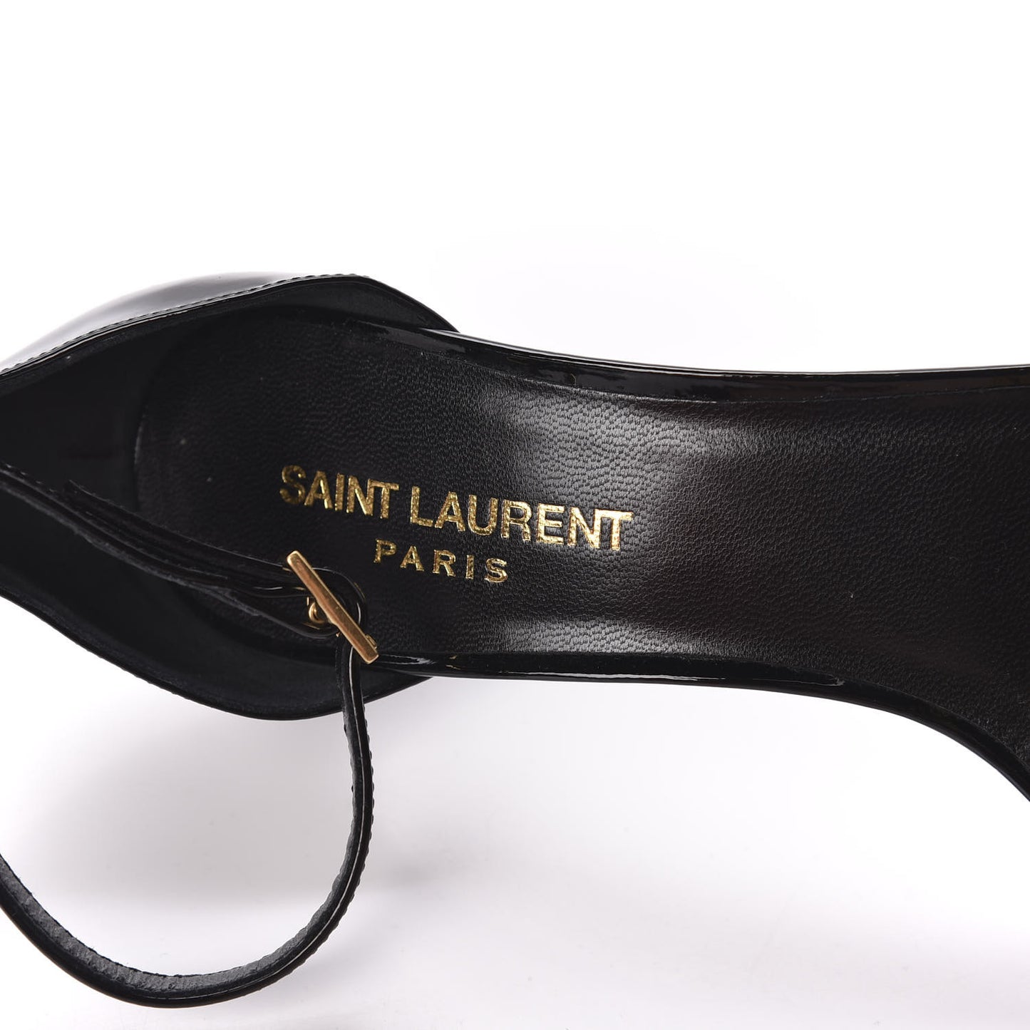 Patent Calfskin Chain Jane 110 Ankle Strap Sandals 37 Black