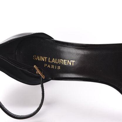 Saint Laurent Patent Calfskin Chain Jane 110 Ankle Strap Sandals 37 Black 7 of 8