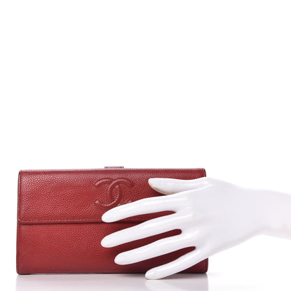 Chanel Caviar CC Long Flap French Wallet Red 2 of 12