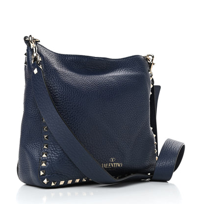 Valentino Garavani Pebbled Calfskin Small Rockstud Flip-Lock Messenger Bag Navy 2 of 4