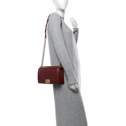 Chanel Lambskin Quilted Medium Boy Flap Dark Red 2 of 10