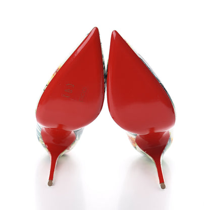 Christian Louboutin Crackled Calfskin Hawaii Print So Kate 120 Pumps 39 White Multi 7 of 7