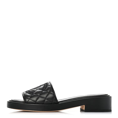 Chanel Lambskin Quilted CC Mules 39.5 Black 1 of 4