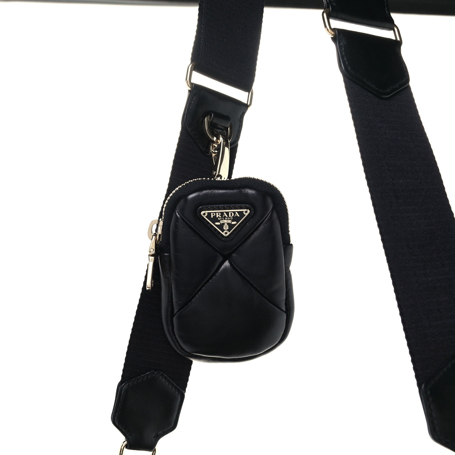 Prada Nappa Re-Nylon Triangle Quilted Patchwork System Shoulder Bag Black 9 of 12