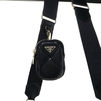 Prada Nappa Re-Nylon Triangle Quilted Patchwork System Shoulder Bag Black 9 of 12