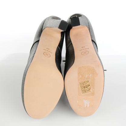 Chanel Metallic Leather Lace Up Booties 40 Kaki 8 of 10