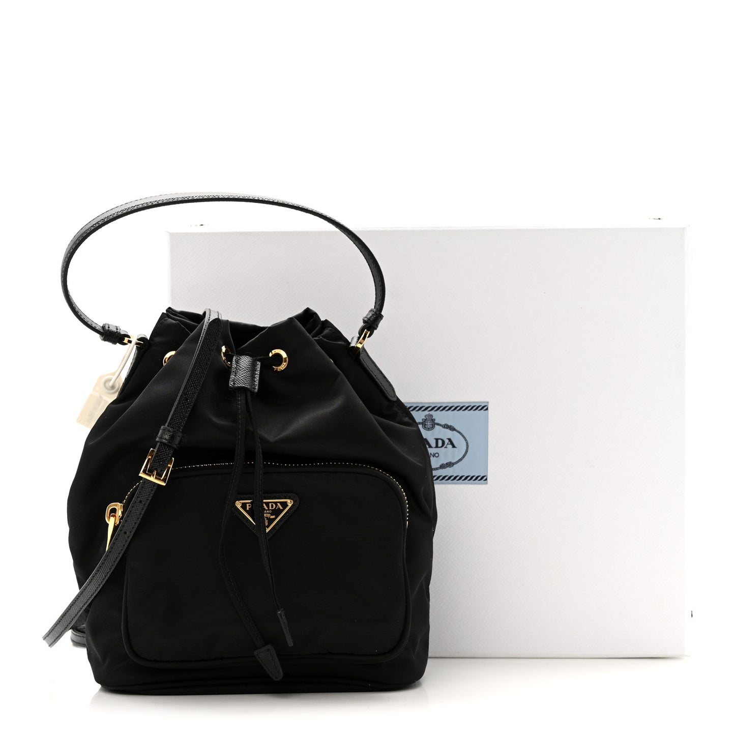 Re-Nylon Duet Drawstring Shoulder Bag Black