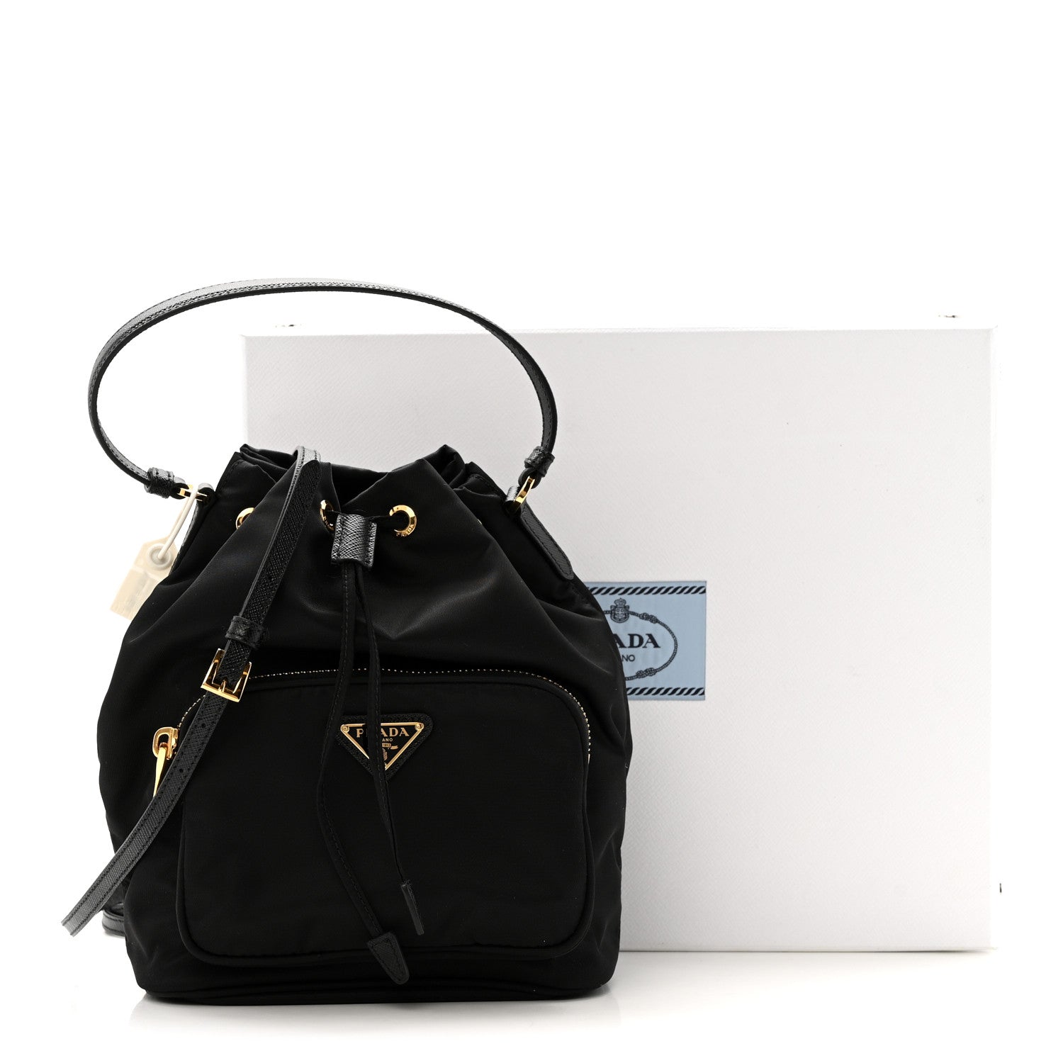 Prada Re-Nylon Duet Drawstring Shoulder Bag Black 11 of 11