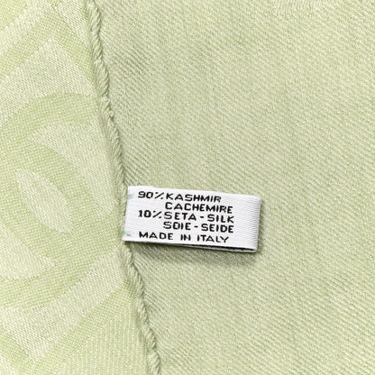 Chanel Cashmere Silk CC Scarf Green 6 of 6