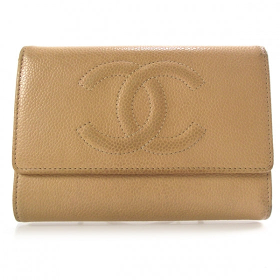 Chanel Caviar CC Flap Wallet Beige 1 of 10