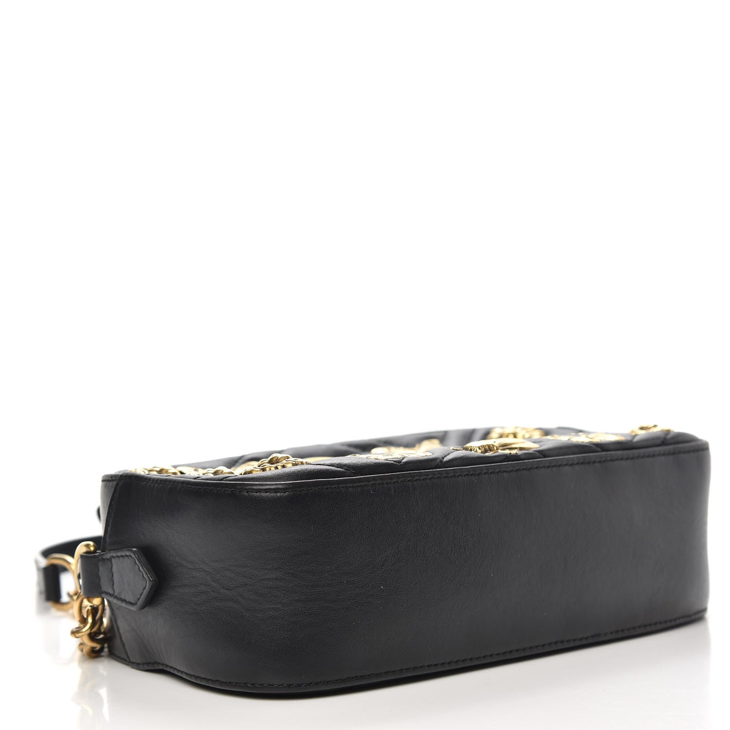 Gucci Calfskin Matelasse Animal Studs Small GG Marmont Chain Shoulder Bag Black 4 of 13