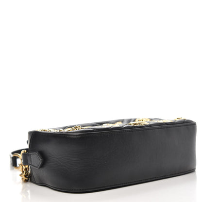 Gucci Calfskin Matelasse Animal Studs Small GG Marmont Chain Shoulder Bag Black 4 of 13