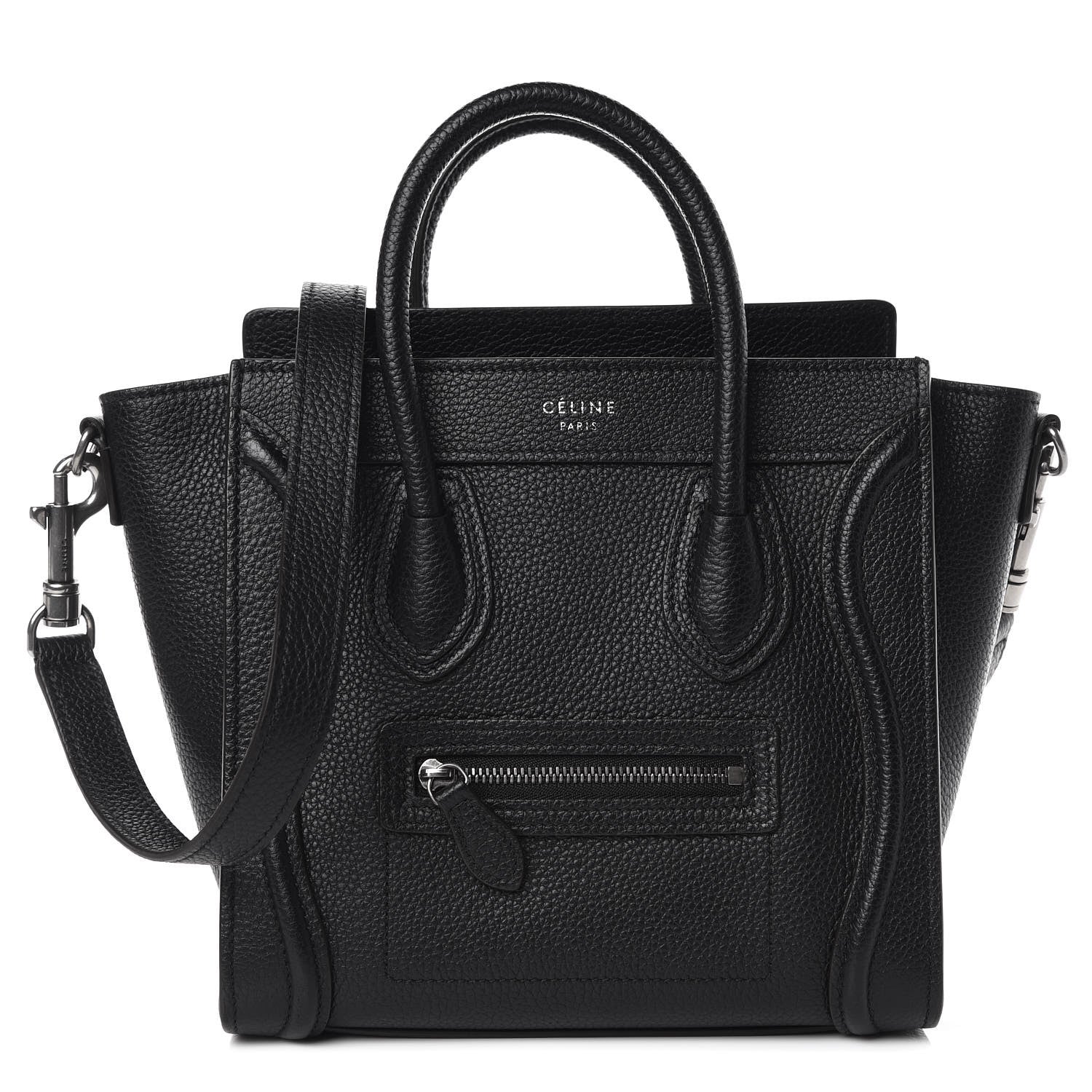 Celine Drummed Calfskin Nano Luggage Black 1 of 10