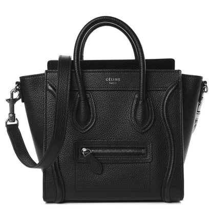 Celine Drummed Calfskin Nano Luggage Black 1 of 10