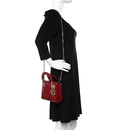 Christian Dior Patent Cannage Mini Lady Dior Red 2 of 10