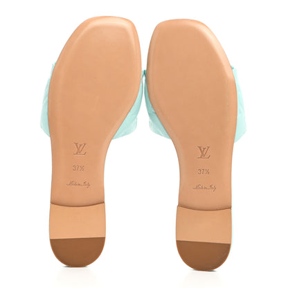 Louis Vuitton Lambskin Embossed Monogram Revival Flat Mules 37.5 Vert D'eau Green 7 of 9