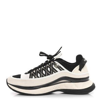 Chanel Fabric Suede Calfskin Sneakers 39 White Black 1 of 8