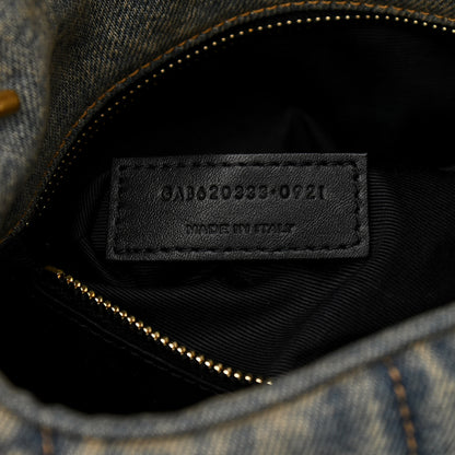 Saint Laurent Denim Quilted Toy Loulou Puffer Monogram Chain Satchel Blue Black 7 of 10