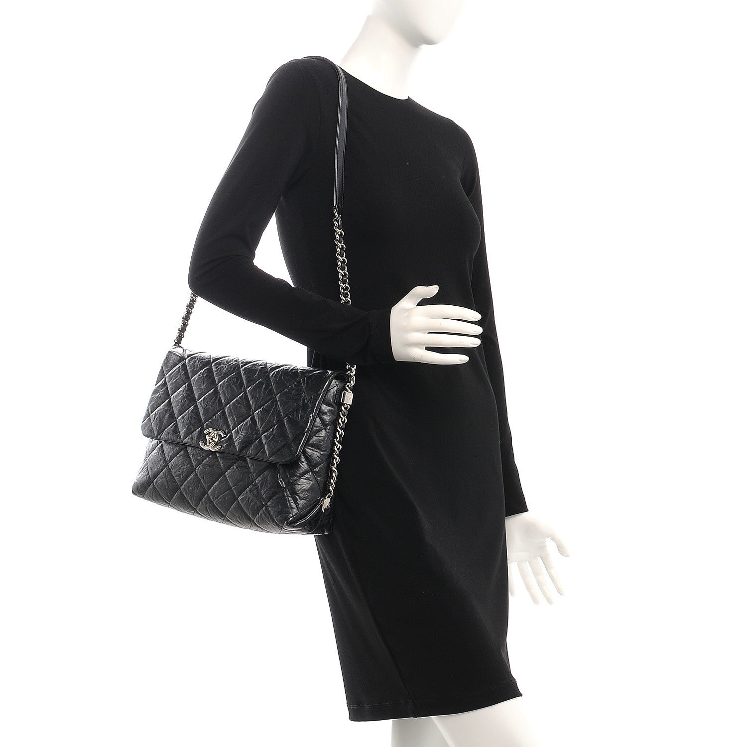 Chanel Crackled Aged Calfskin Big Bang Flap Black 2 of 8
