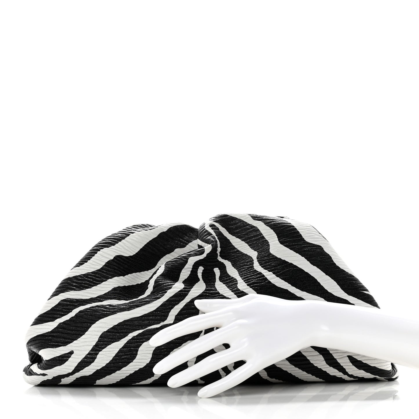 Nappa Zebra Print The Pouch Oversized Clutch White Black