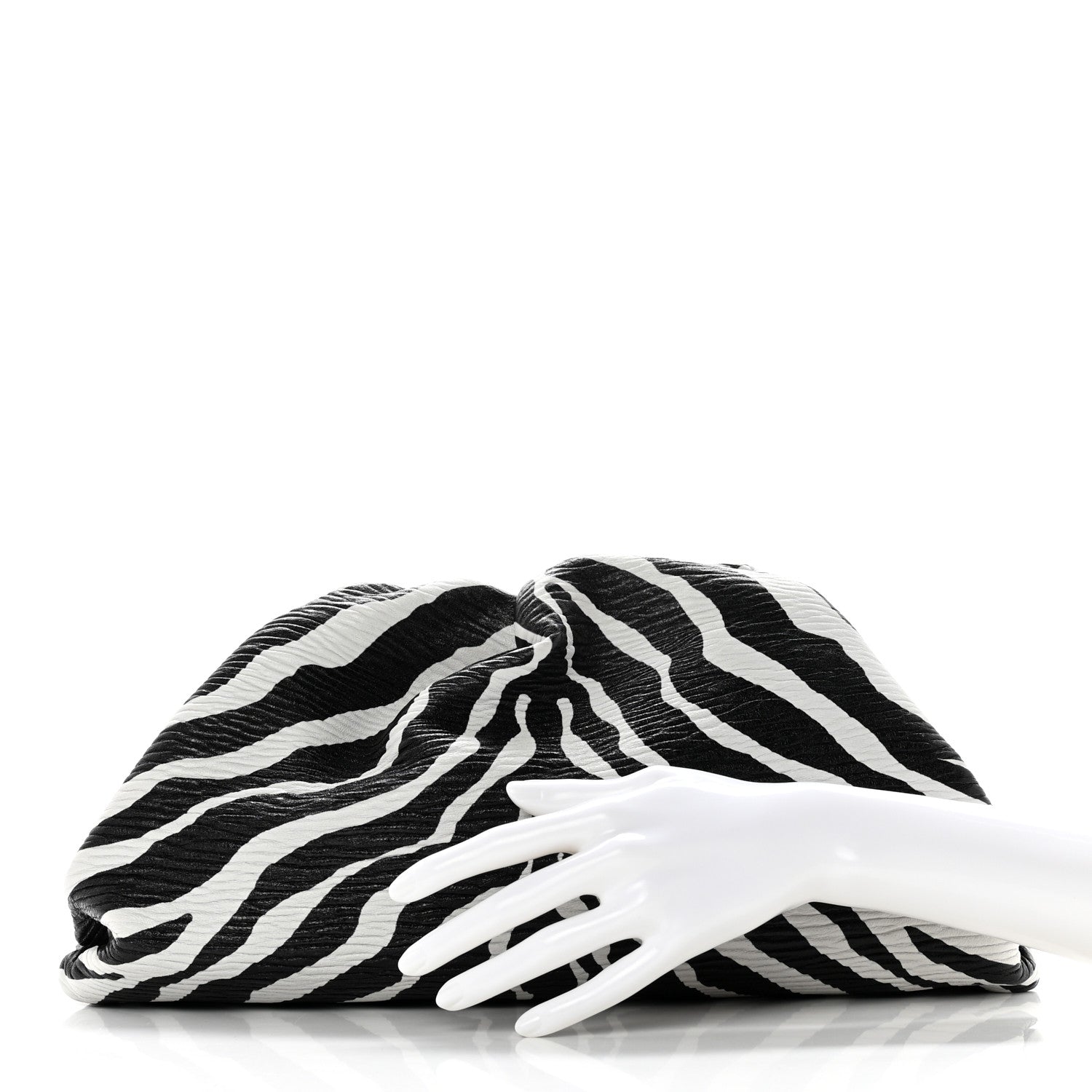Bottega Veneta Nappa Zebra Print The Pouch Oversized Clutch White Black 2 of 8