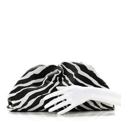 Bottega Veneta Nappa Zebra Print The Pouch Oversized Clutch White Black 2 of 8