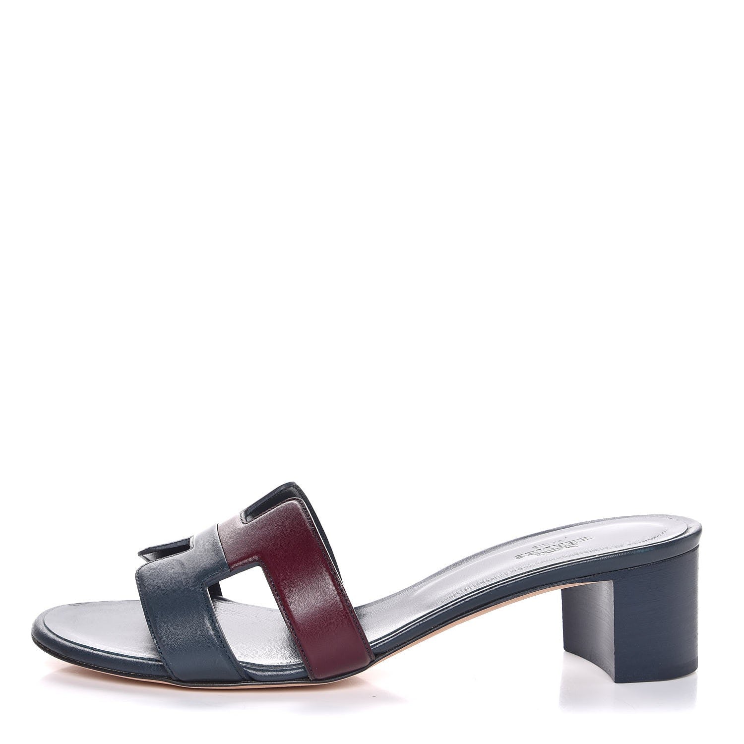 Hermes Calfskin Oasis Sandals 38 Bleu Ardoise Bordeaux 1 of 9