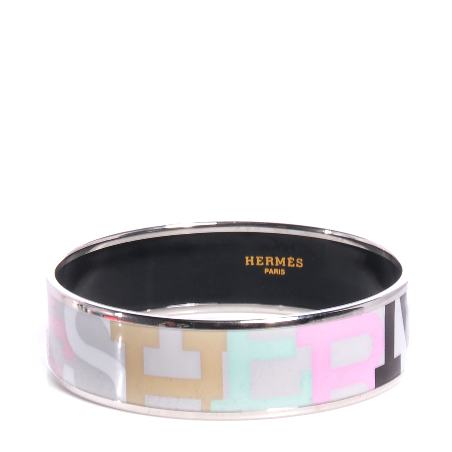 Hermes Enamel Printed Capitales Wide Bracelet 70 1 of 6