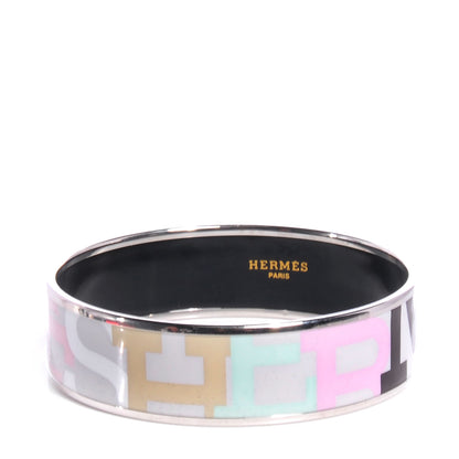 Hermes Enamel Printed Capitales Wide Bracelet 70 1 of 6