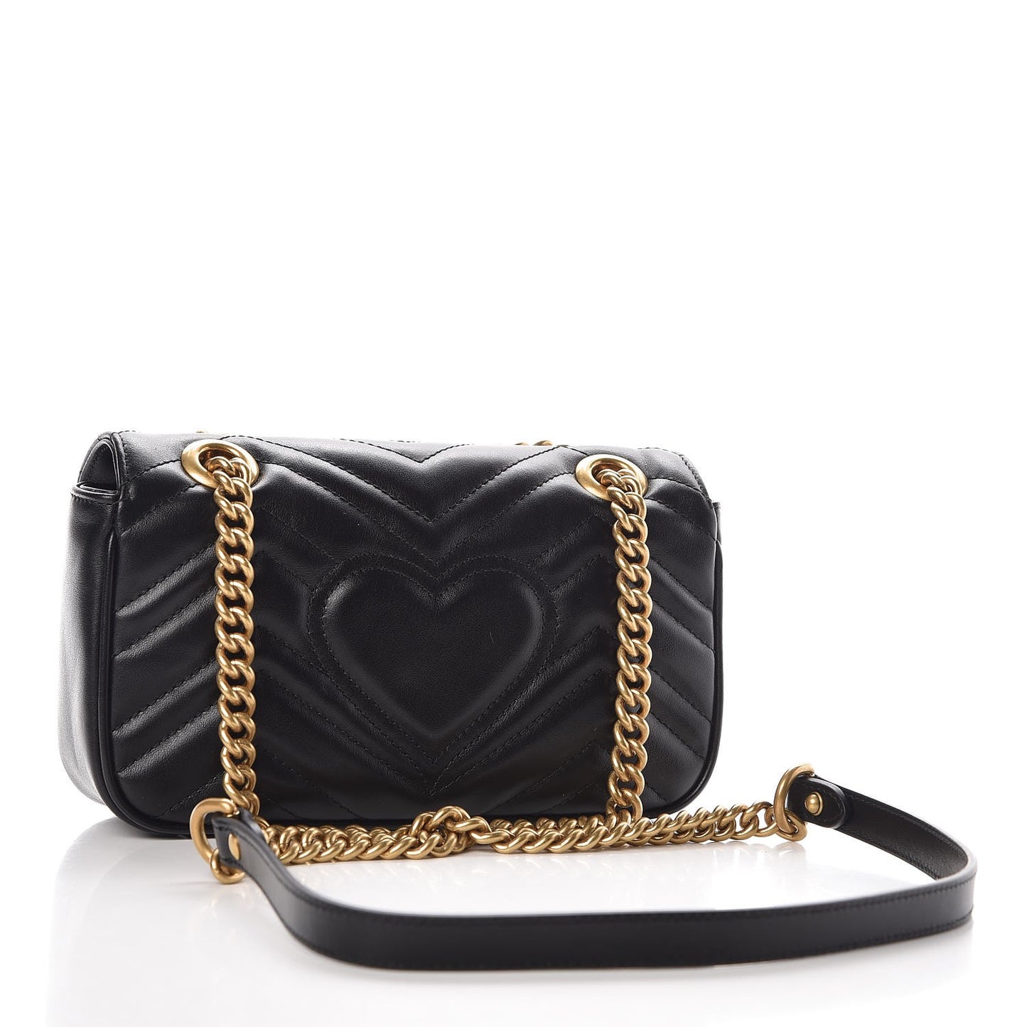 Calfskin Matelasse Mini GG Marmont Shoulder Bag Black