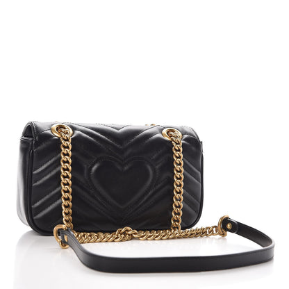 Gucci Calfskin Matelasse Mini GG Marmont Shoulder Bag Black 3 of 7
