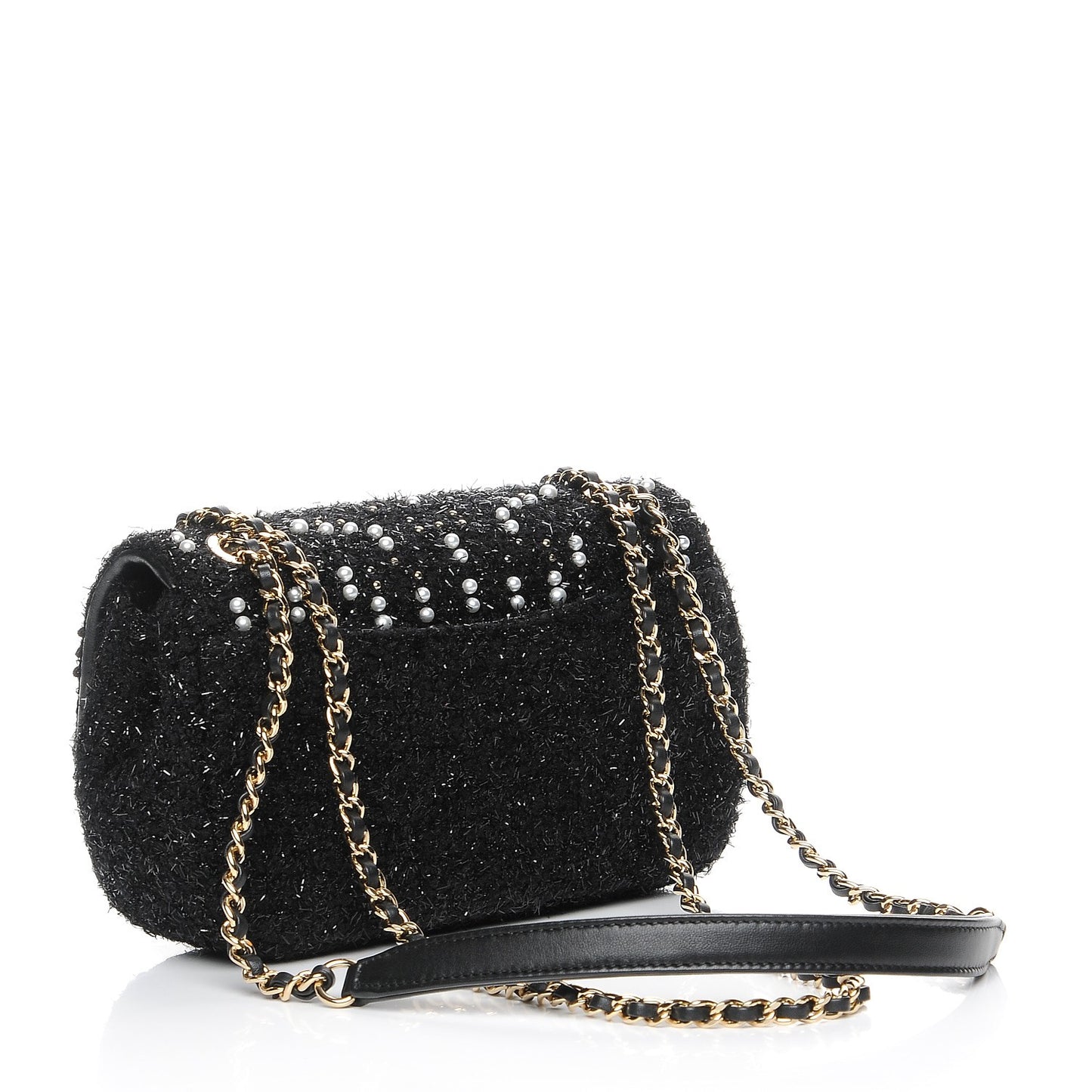 Tweed Pearl Small Cosmos Flap Black