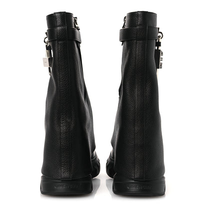 Givenchy Grained Calfskin Shark Lock Biker Ankle Boots 40 Black 5 of 13