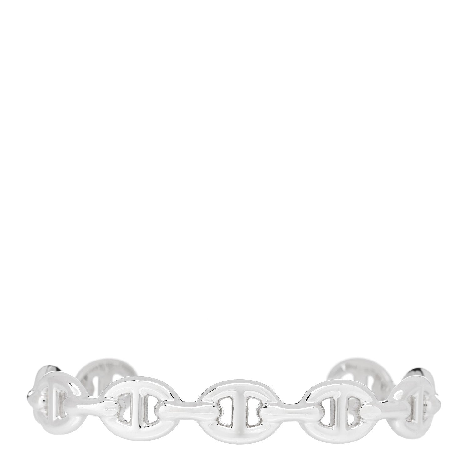 Hermes Sterling Silver MM Chaine d'Ancre Enchainee Cuff Bracelet SH 1 of 4