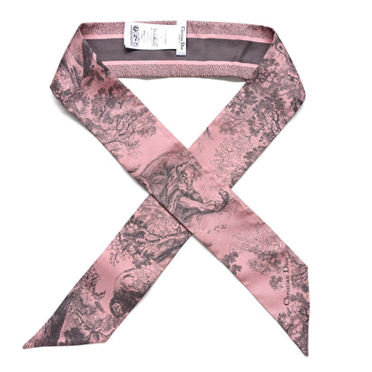 Christian Dior Silk Toile De Jouy Mitzah Scarf Pink Grey 1 of 4