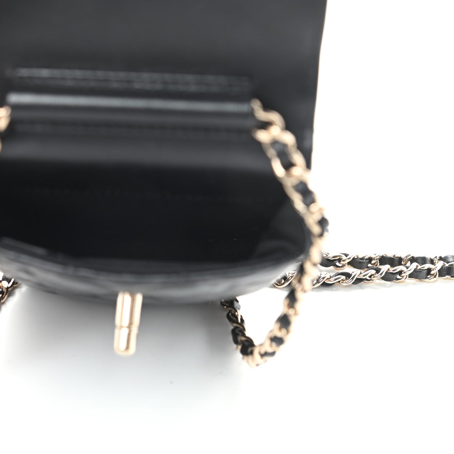 Lambskin Quilted CC Phone Holder Black