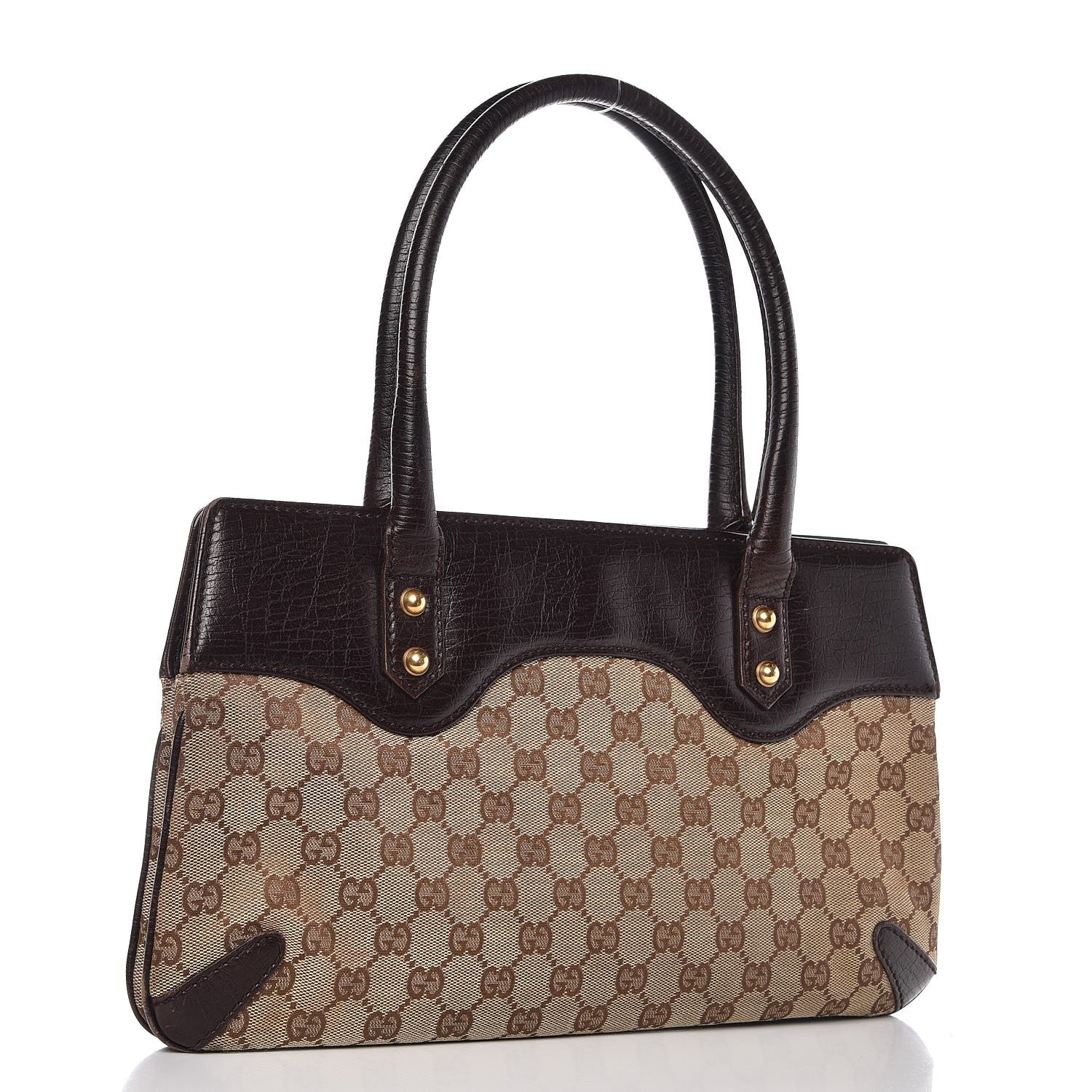 Gucci Monogram Horsebit Chain Shoulder Bag Brown 3 of 13