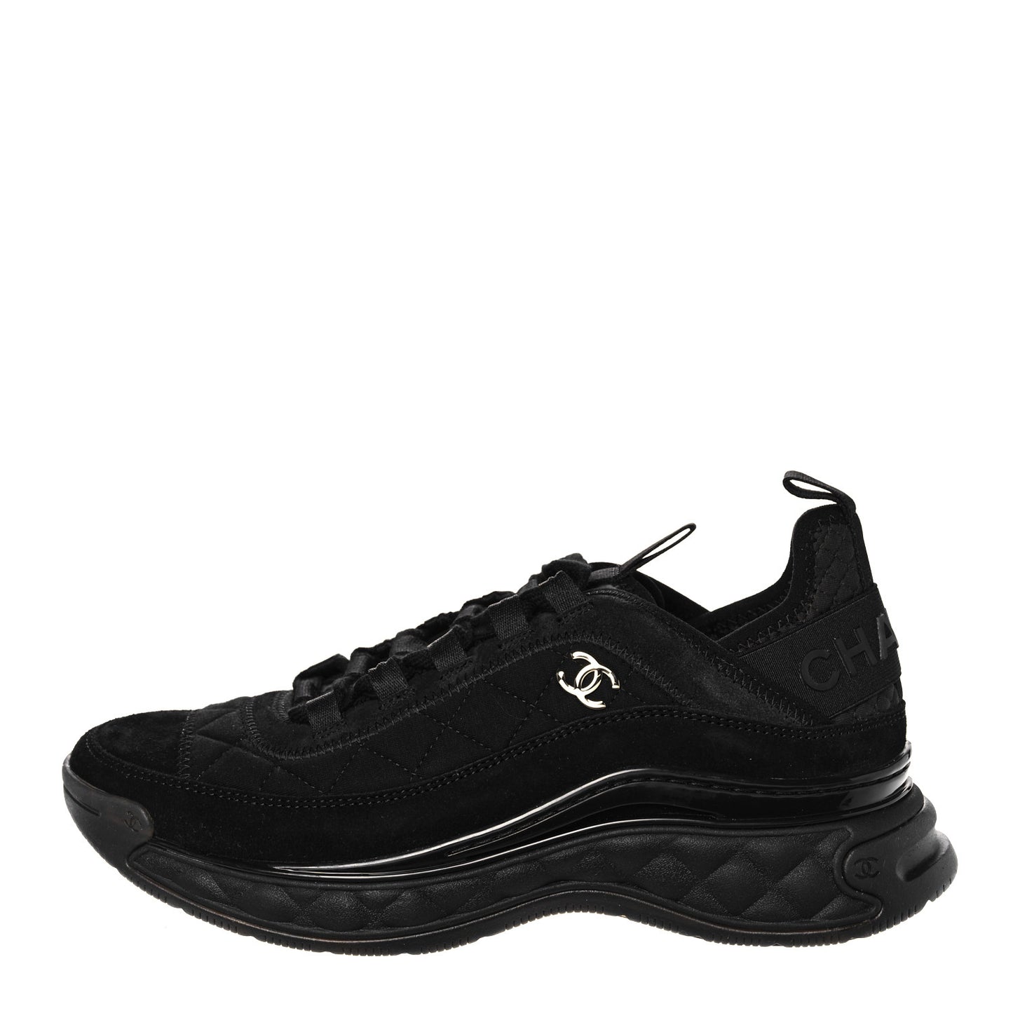 Suede Calfskin Mixed Fibers CC Sneakers 38 Black
