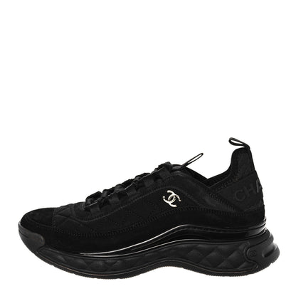 Chanel Suede Calfskin Mixed Fibers CC Sneakers 38 Black 1 of 8